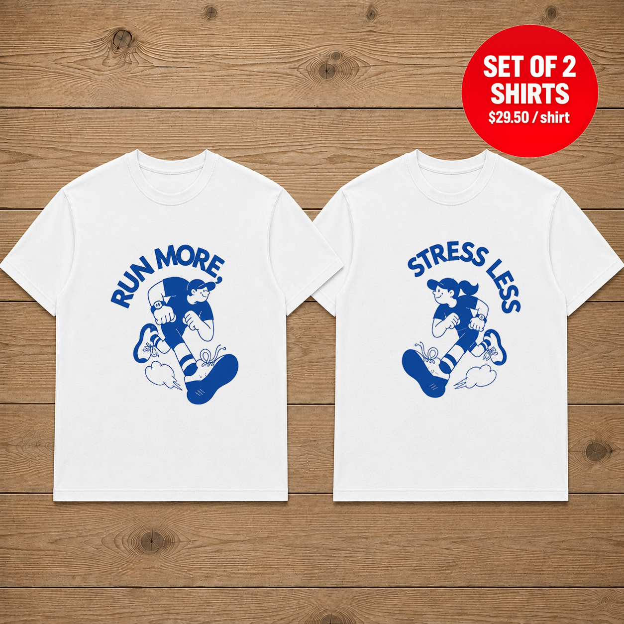 Run More Stress Less Couple Matching T-Shirts