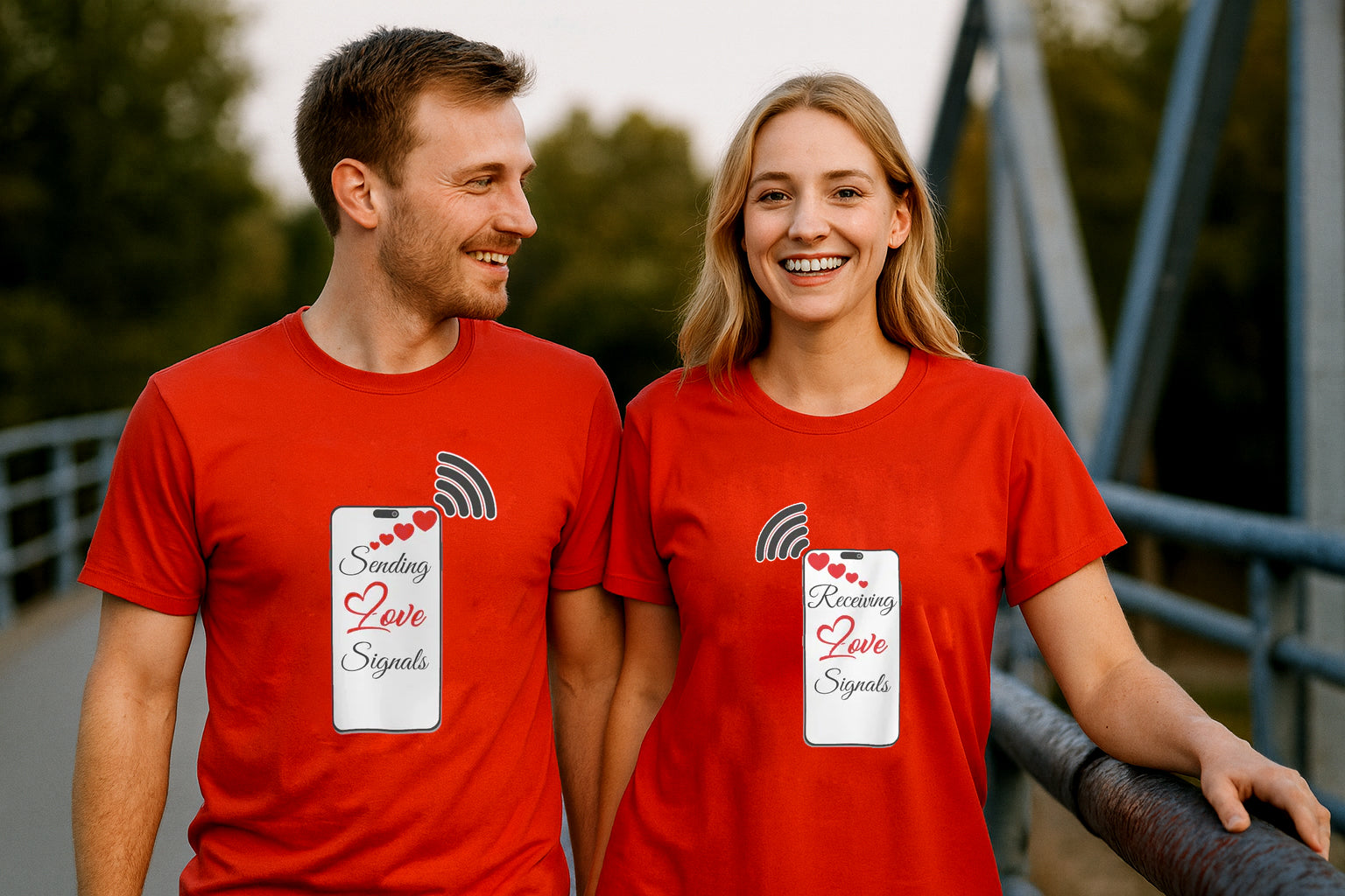 Sending Love Signals Couple T-shirt