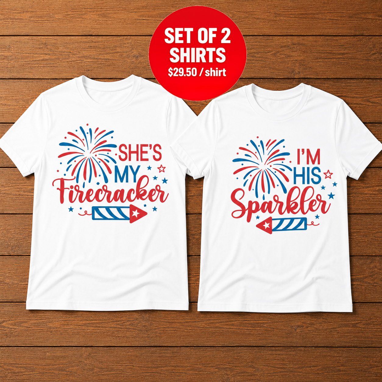She's My Firecracker I'm His Sparkler 4th Of July Couple T-Shirt