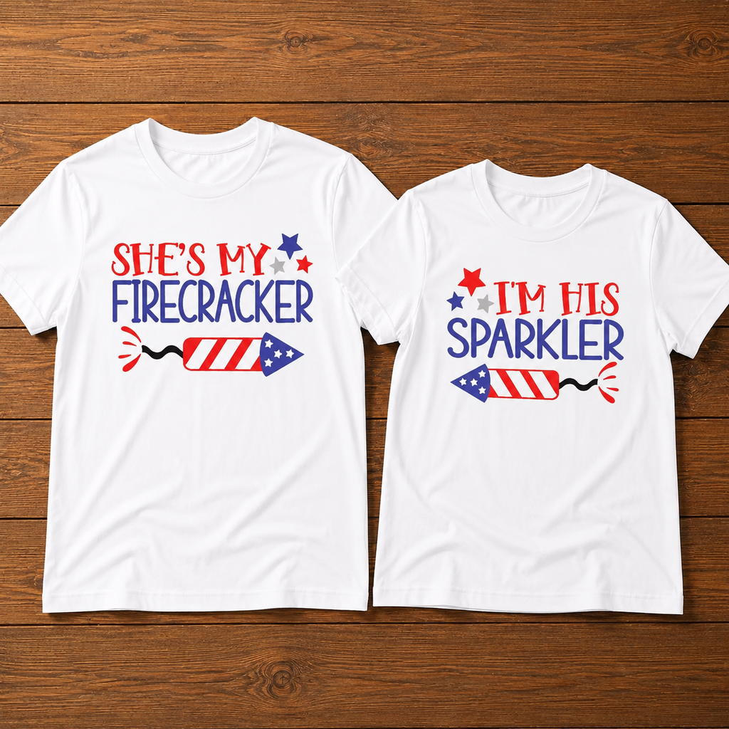 She's My Firecracker I'm His Sparkler Couple 4th Of July T-Shirt
