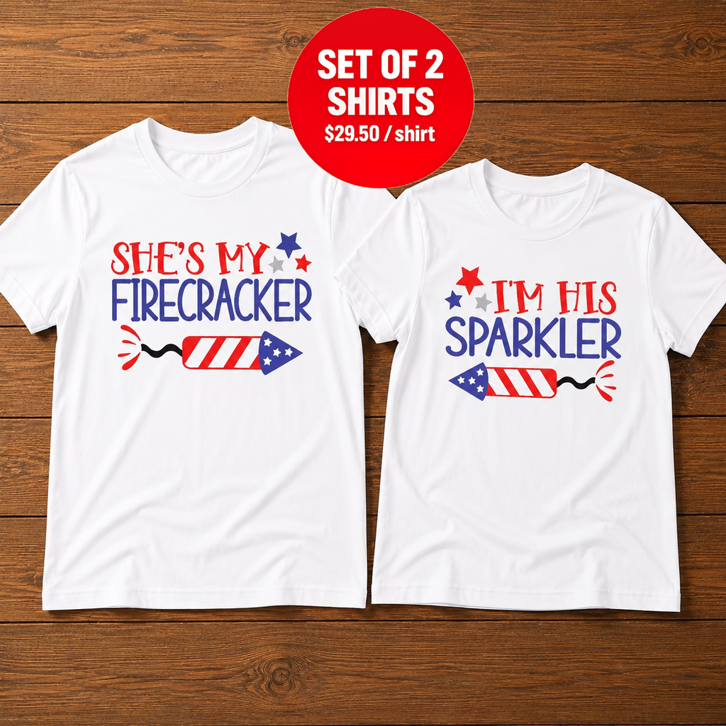 She's My Firecracker I'm His Sparkler Couple 4th Of July T-Shirt
