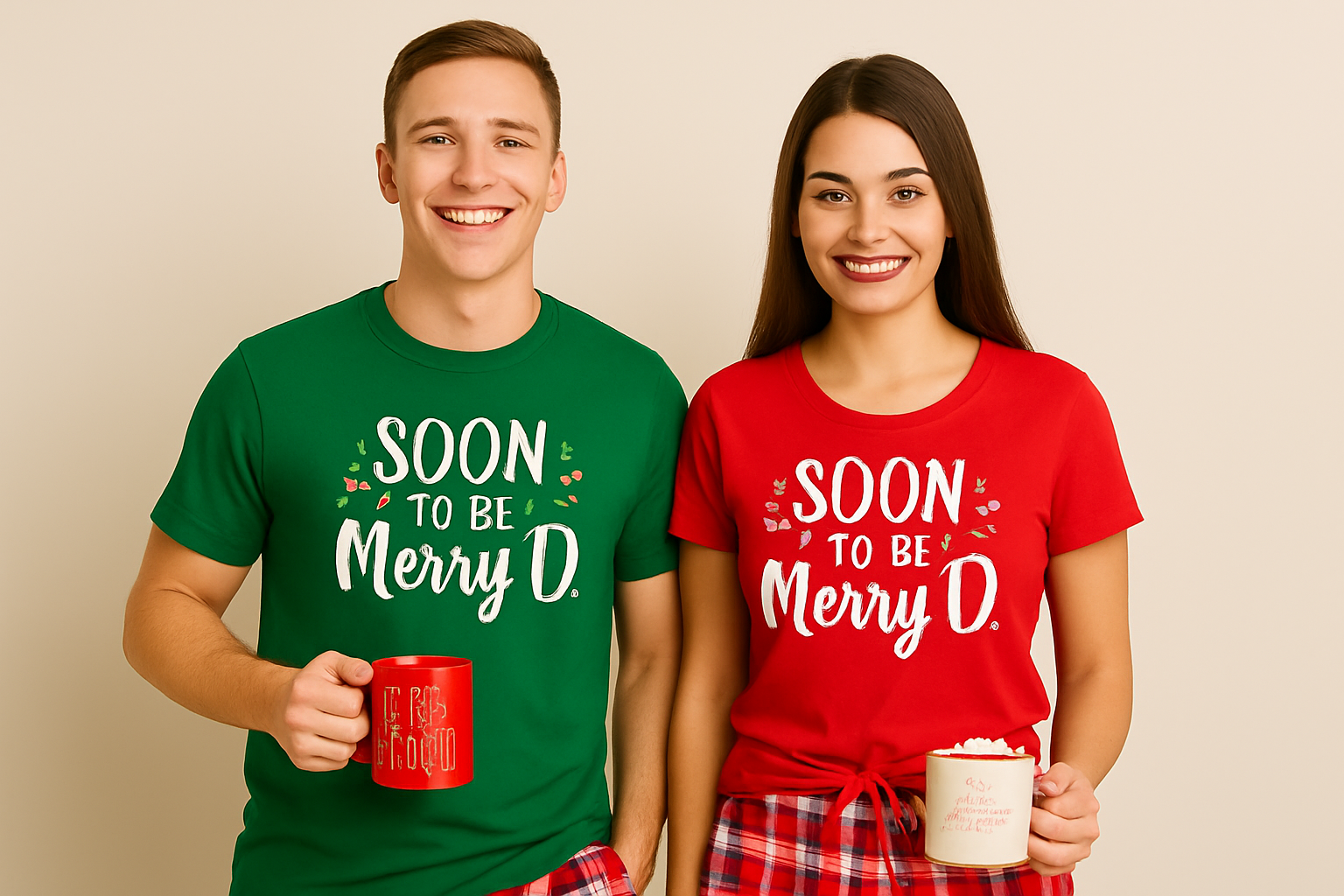 Soon To Be Merry'd Christmas Couple T Shirt
