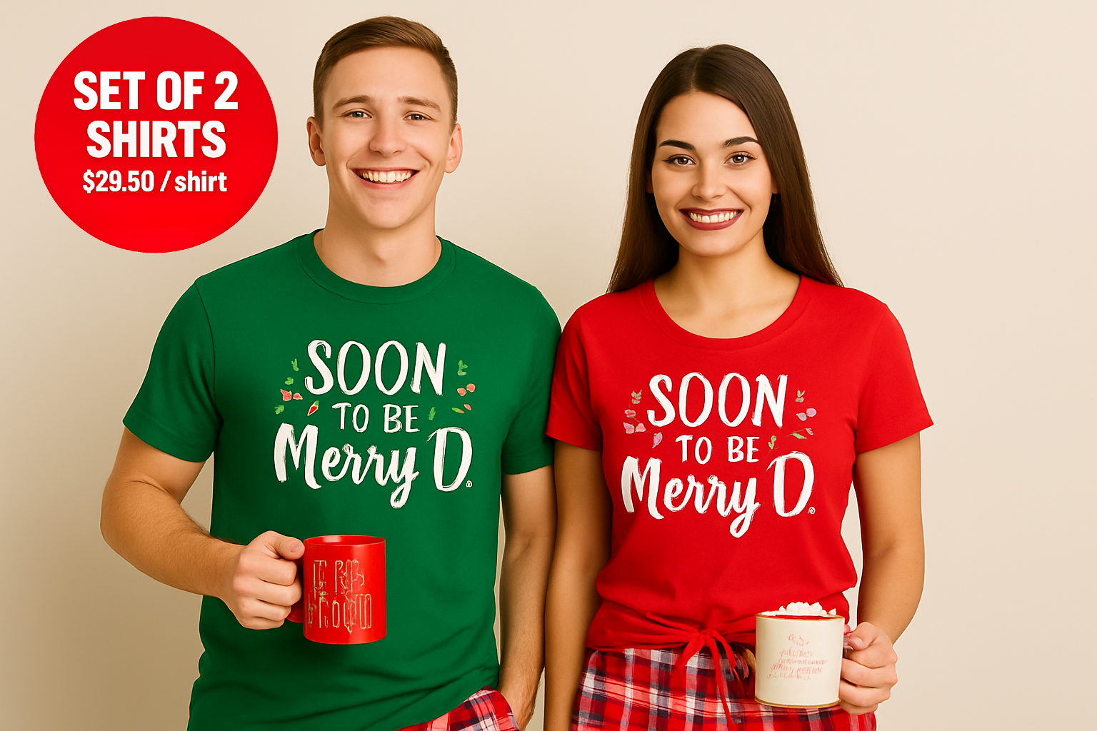 Soon To Be Merry'd Christmas Couple T Shirt
