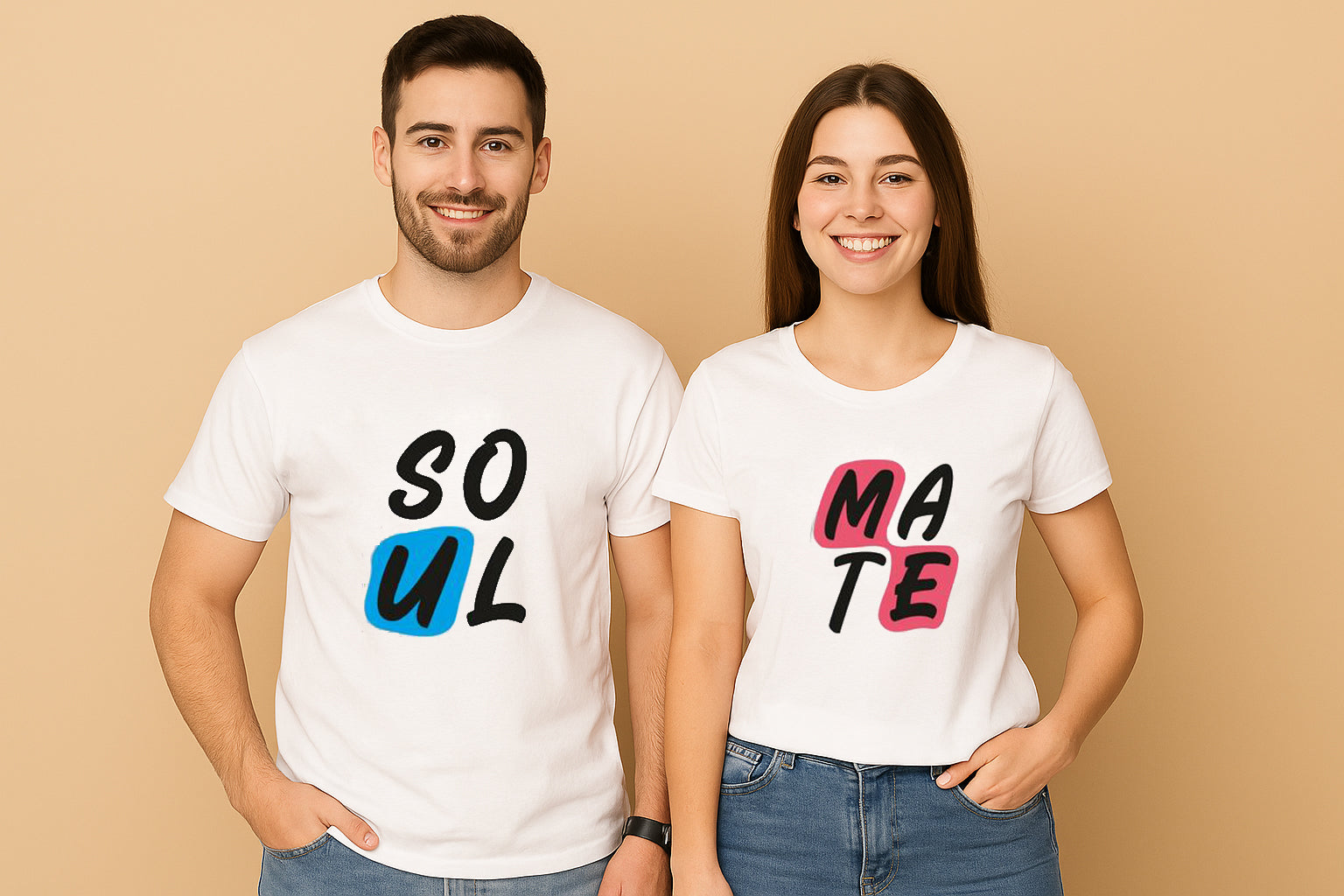 Soul Mate Font Couple T-Shirt