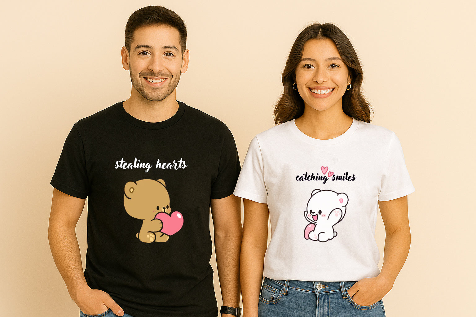 Stealing Hearts Milk Mocha Oversized Couple T-Shirt