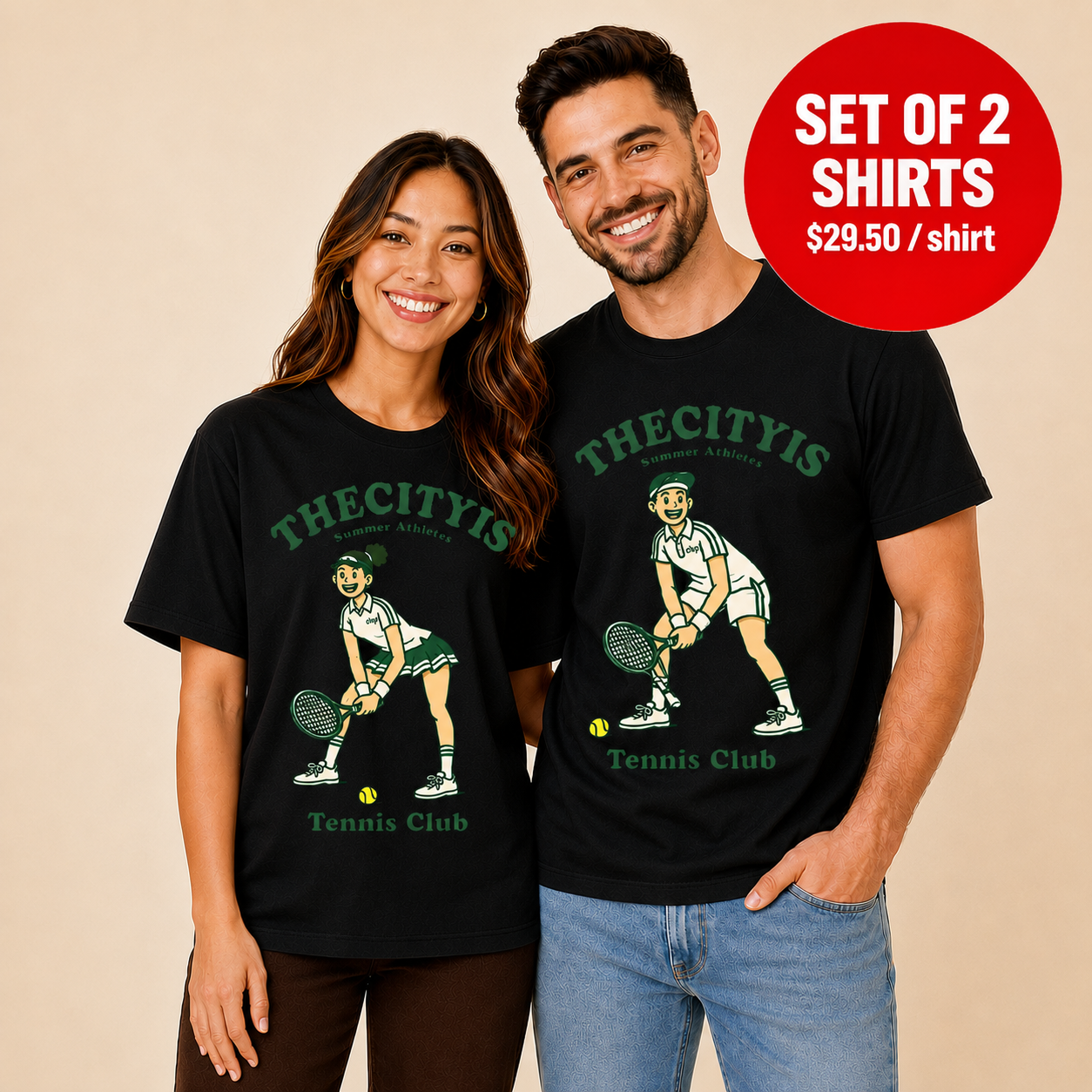 The Cityis Tennis Club Couple T-shirts