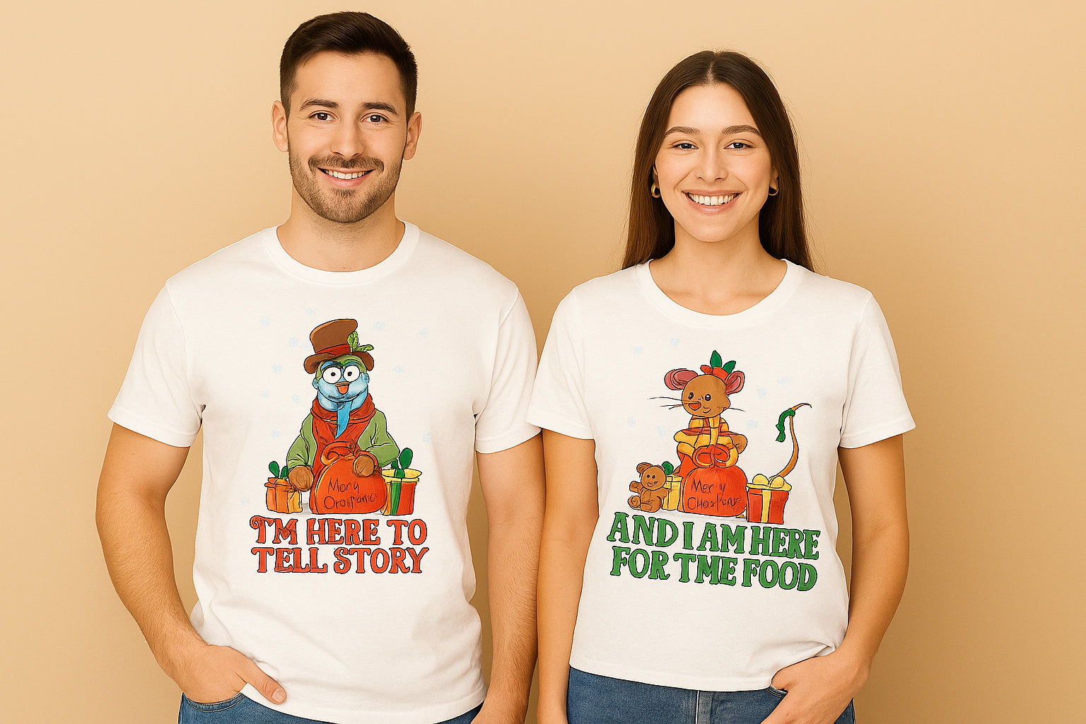 The Muppets Christmas Carol Gonzo and Rizzo Couple T-Shirt-