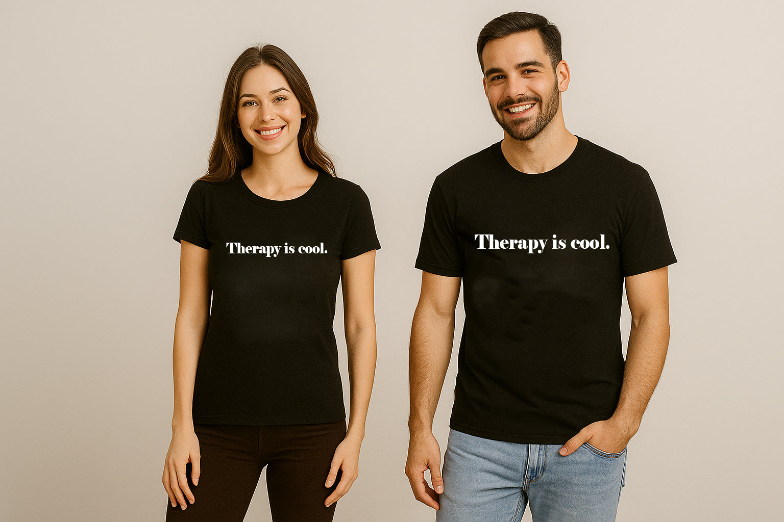 Therapy is cool Couple T Shirt