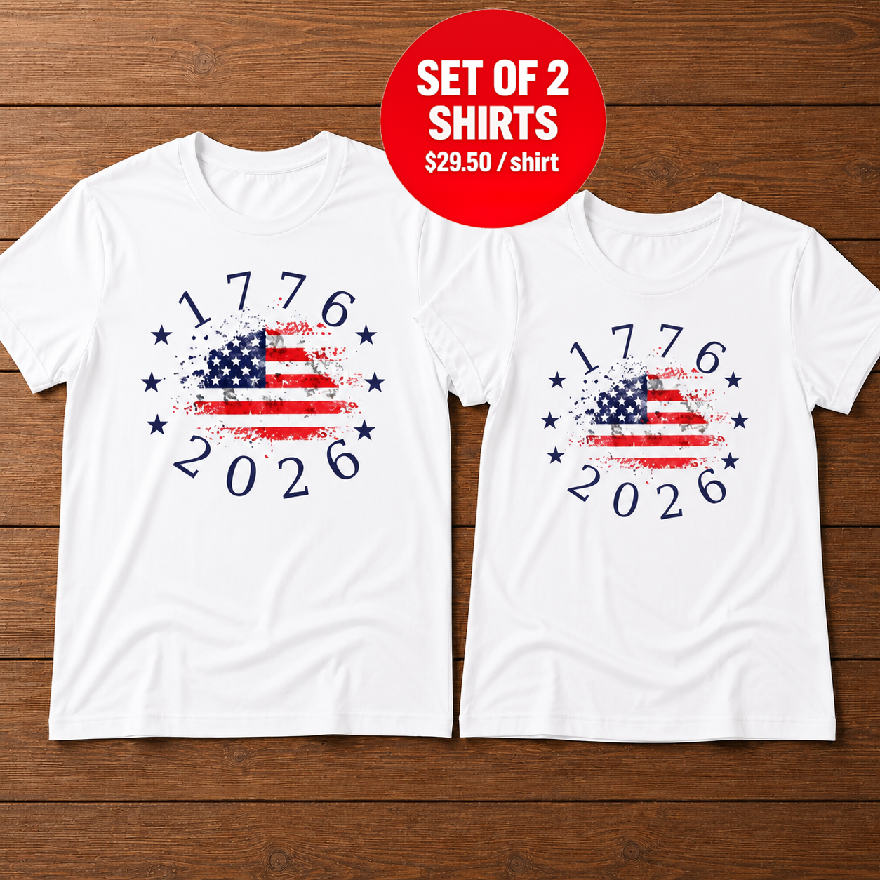 USA Anniversary 1776 2026 Couple T-Shirt