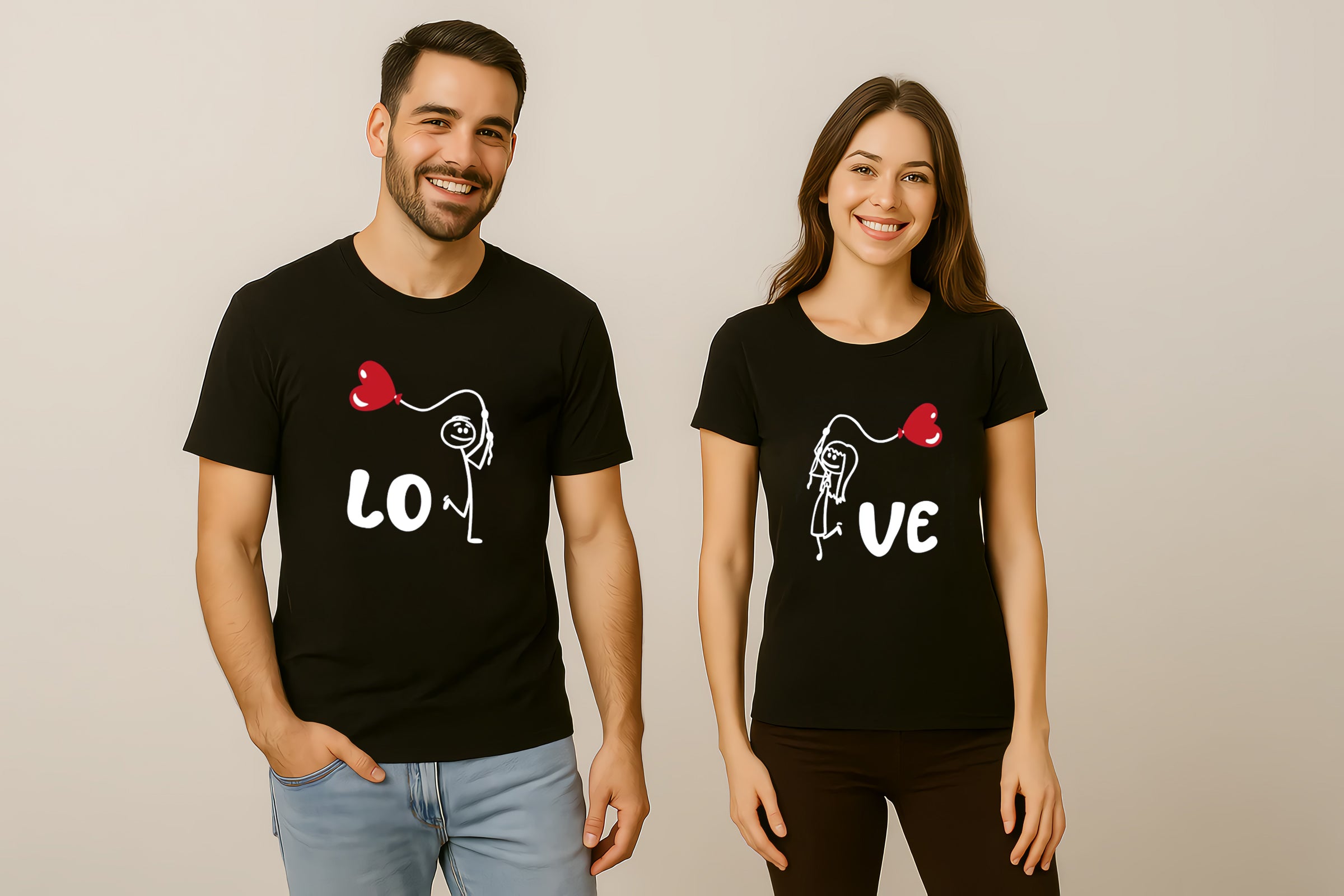 Valentine Balloon Love Couple T-Shirt