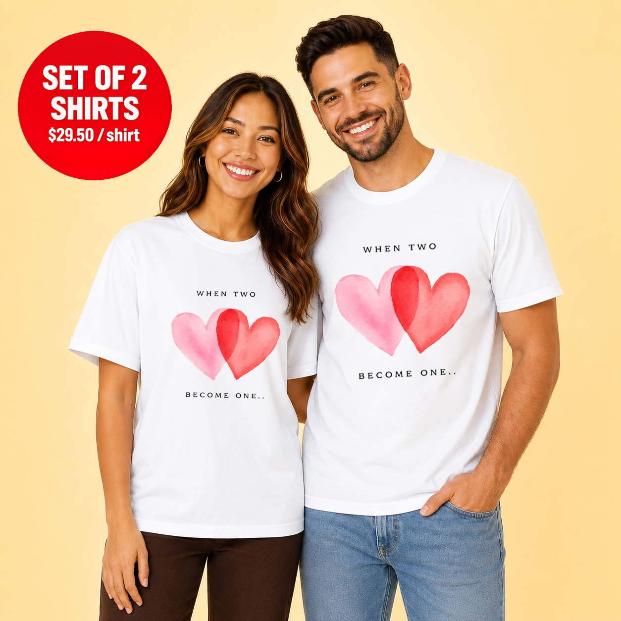 When Two Become One Heart Couple T Shirt