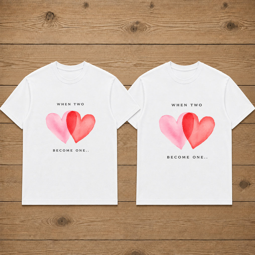 When Two Become One Heart Couple T Shirt
