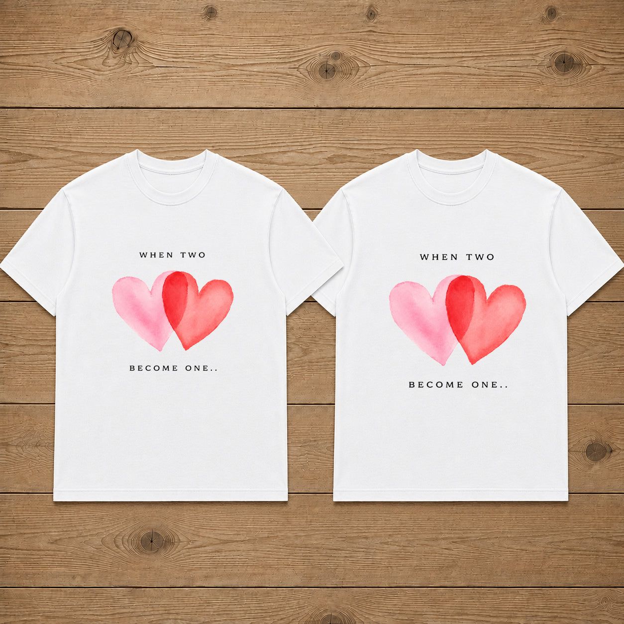 When Two Become One Heart Couple T Shirt