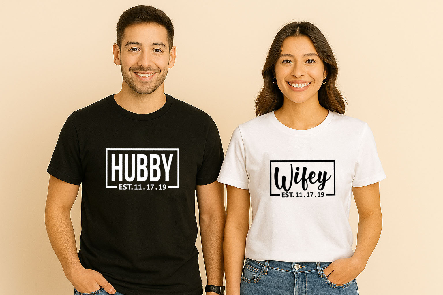 Wifey And Hubby Matching Couple T Shirt
