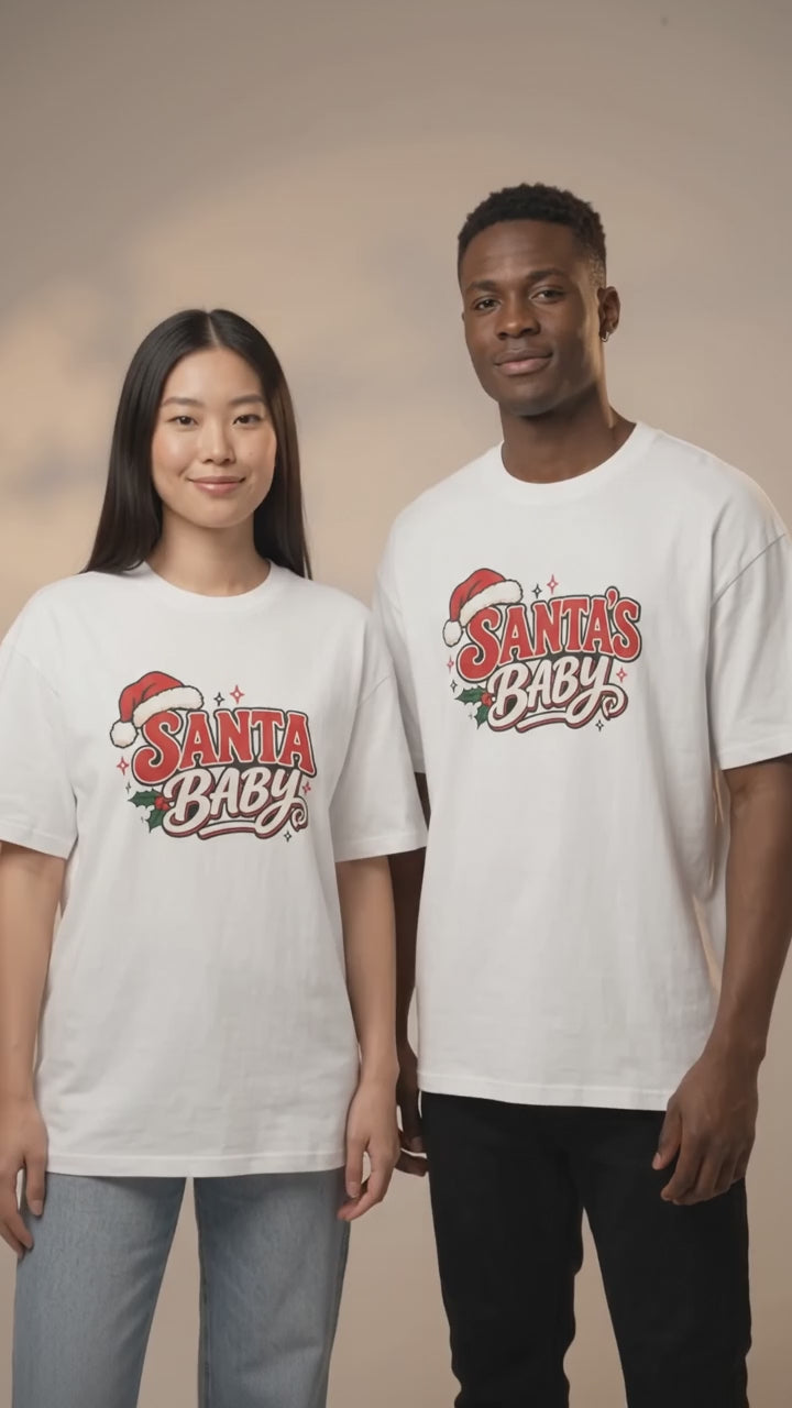 Santa Baby and Santa’s Boy Christmas Couple  T-Shirt