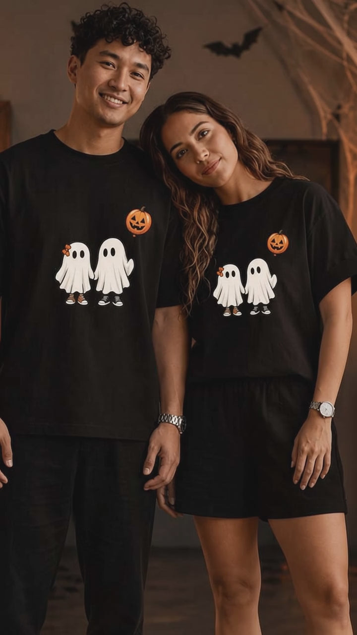 Halloween Couple Cute Spooky Ghost Matching T Shirts