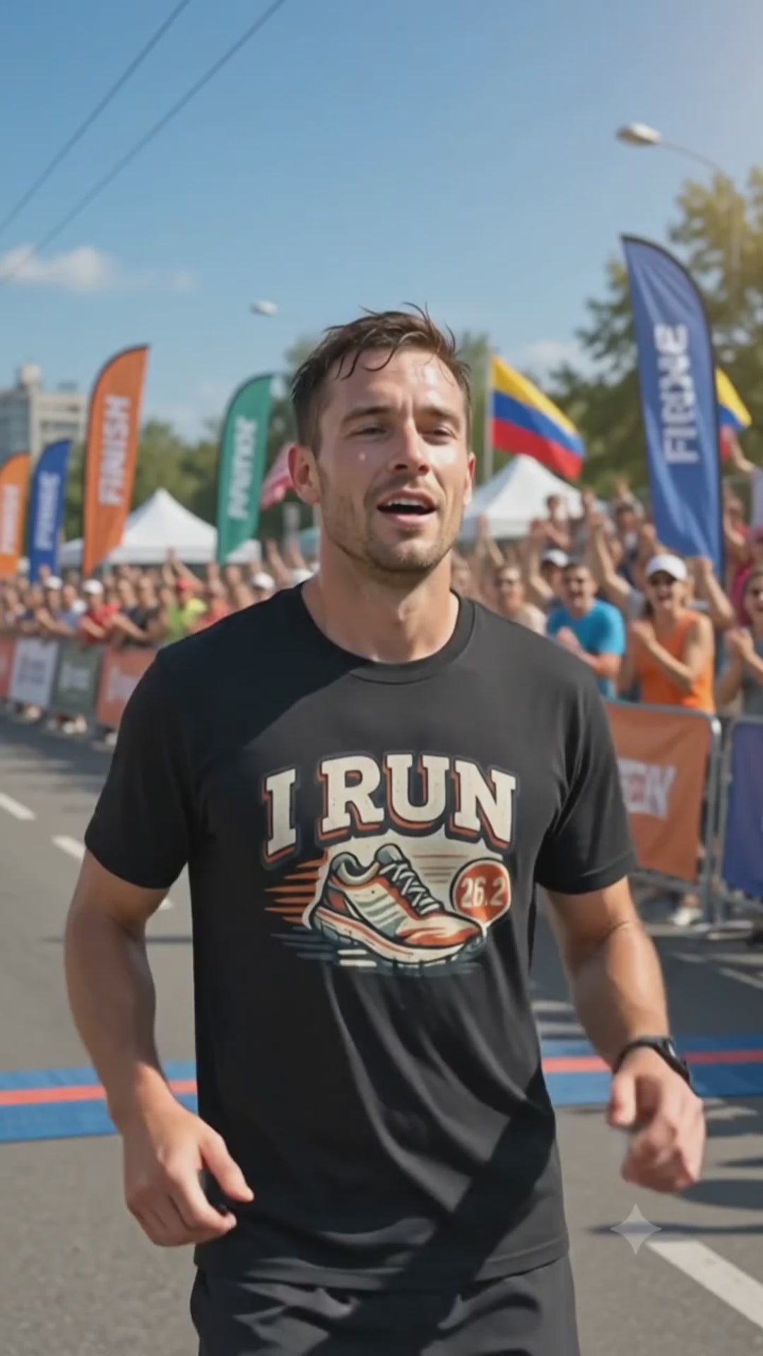 I Run I Wait at the finish line Matching Couples T-shirt