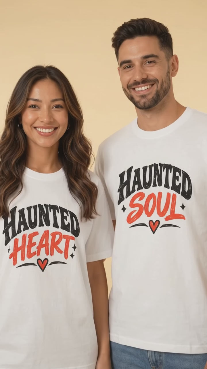 Haunted Heart and Haunted Soul Halloween Couple T-Shirt