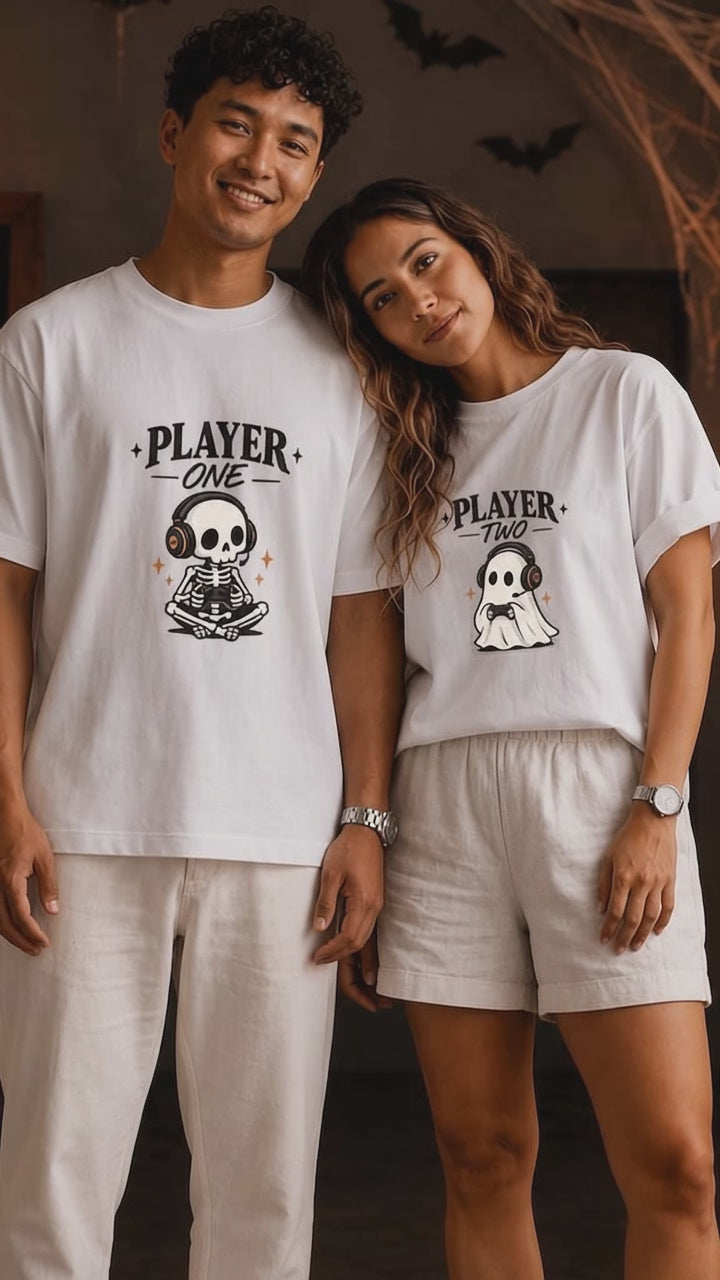 Player One Player Two Halloween Couple T-Shirt