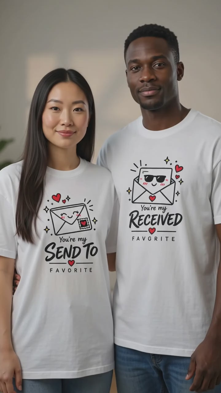 Lovely Couple Send and Recive Couple Matching T-Shirt