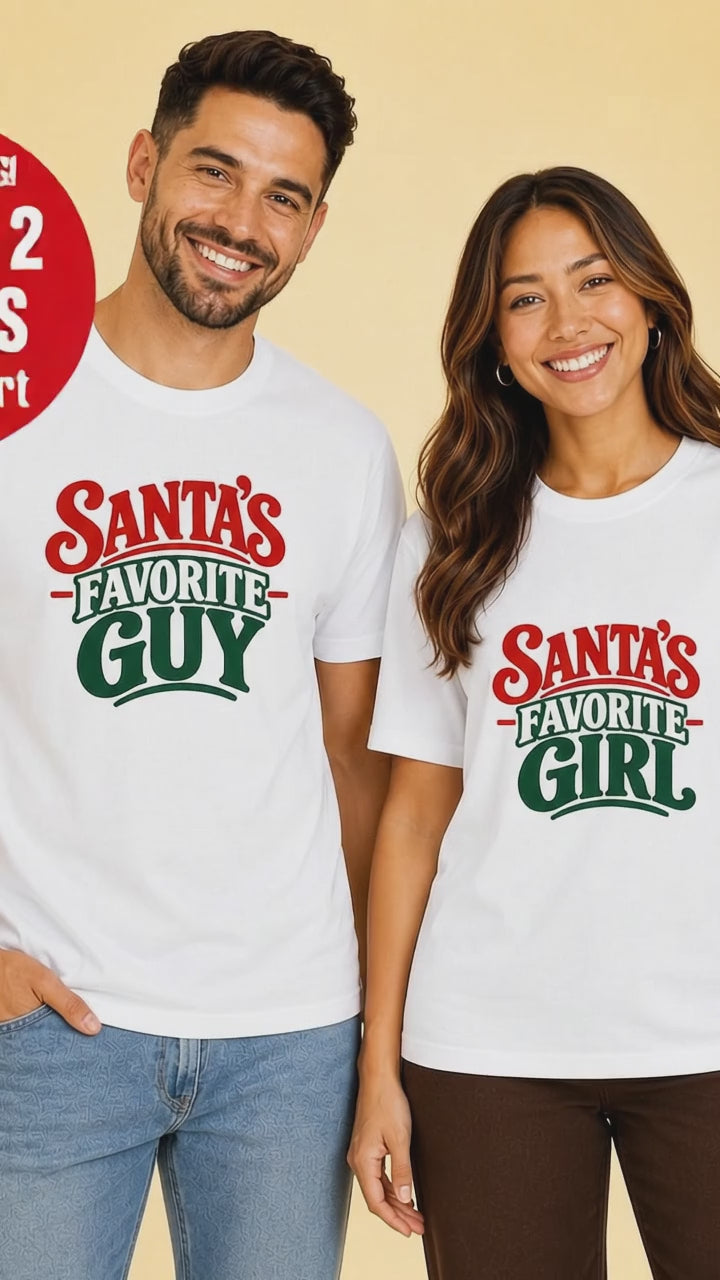 Santa’s Favorite Guy and Girl  Couple T-Shirt