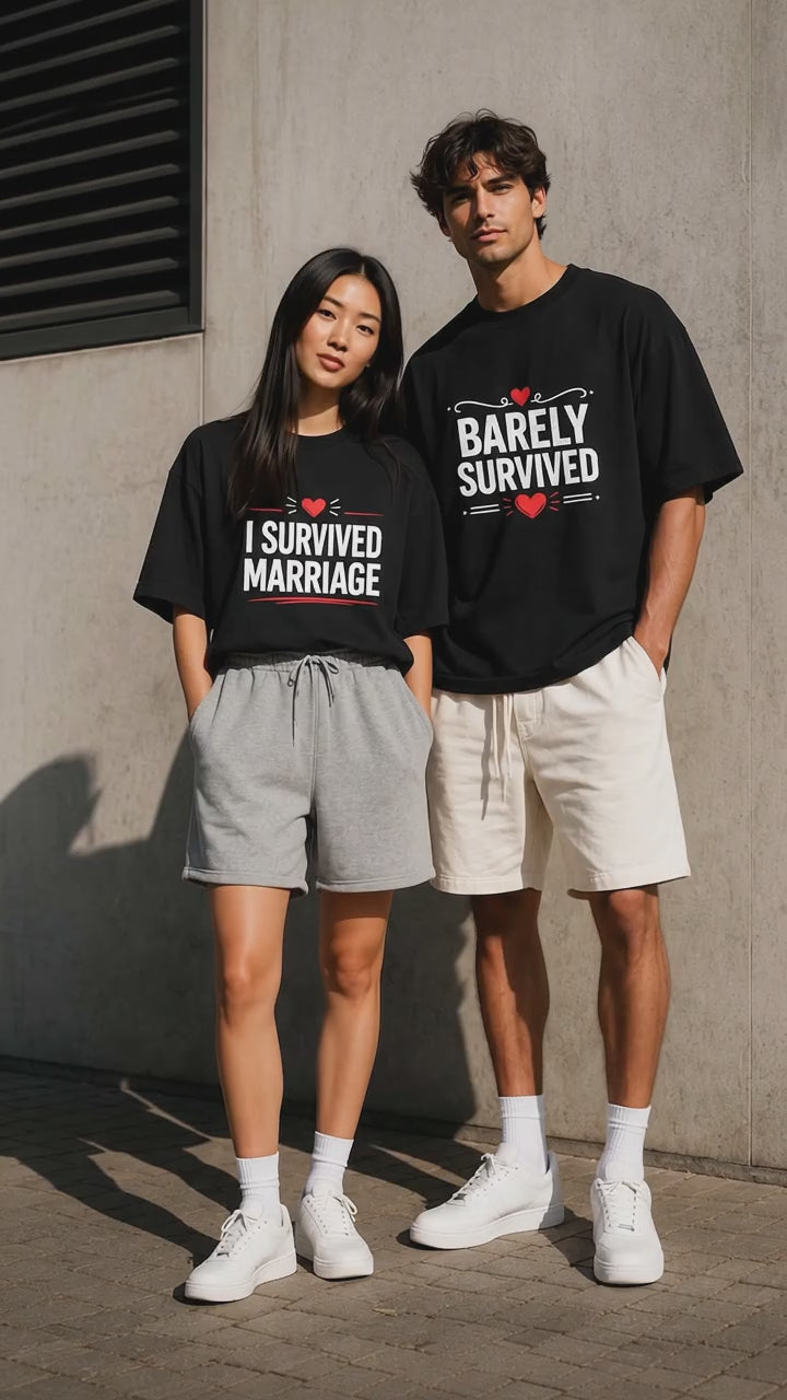 I Survived Marriage Barely Survived Couple Matching T-Shirts