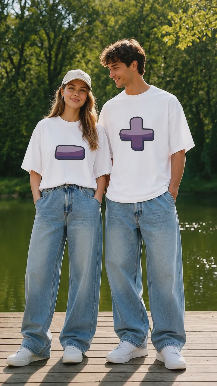 Plus Minus Matching Couple T Shirt