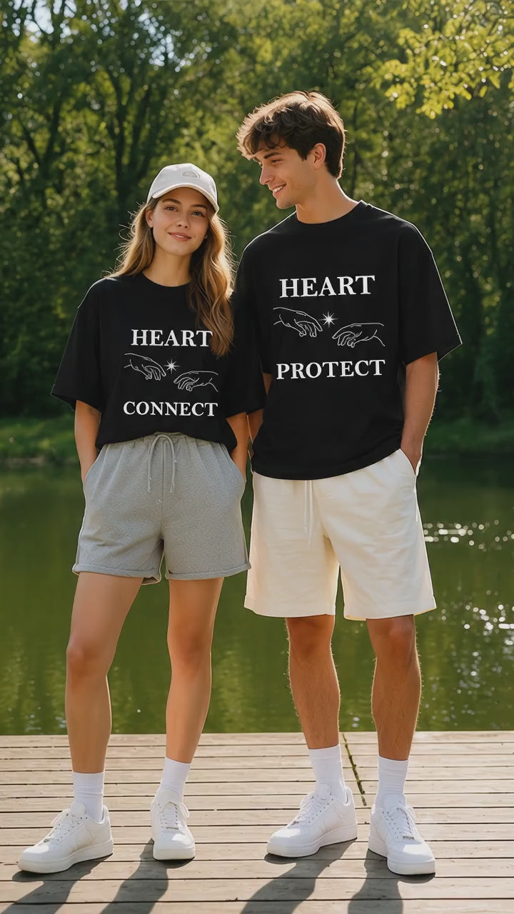 HEART PROTECT & CONNECT matching couple T-SHIRT
