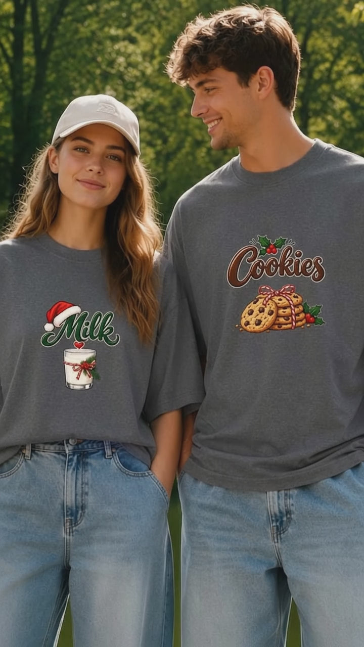 Milk and Cookie Chirstmas Couple Matching T-Shirt